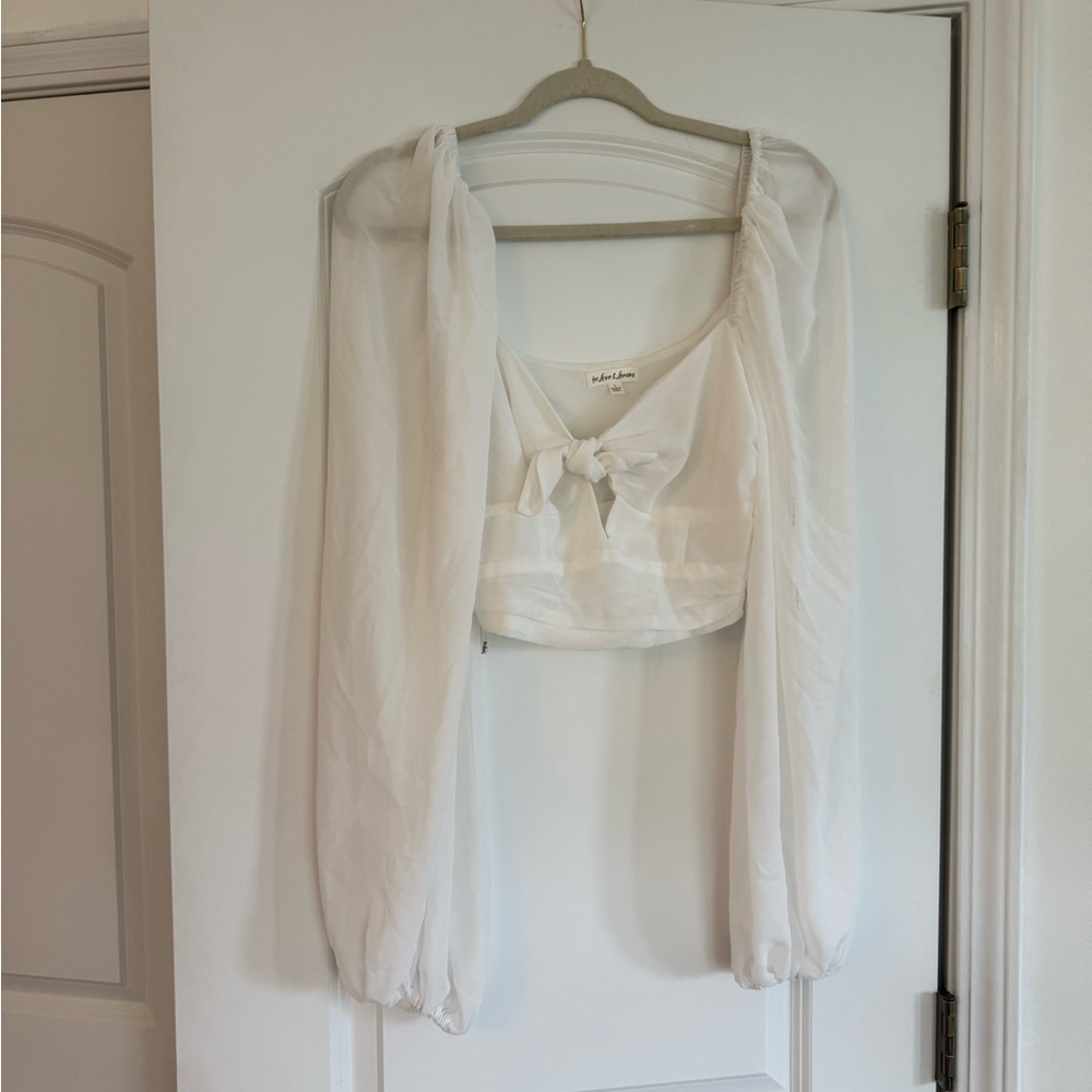 For Love And Lemons White Sheer Tie Front Blouse